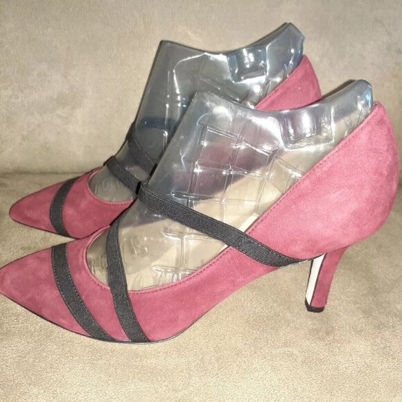 RON WHITE-MERLINDA-Aubergine (Burgundy Red) Cashmere Suede Pumps-NEW-Size 35.5 - Picture 4 of 6